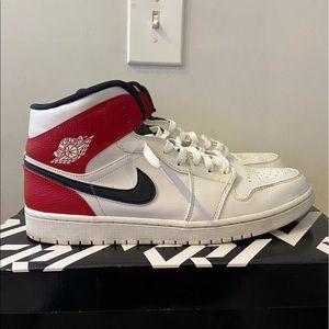 Jordan 1 Mid White Black Gym Red